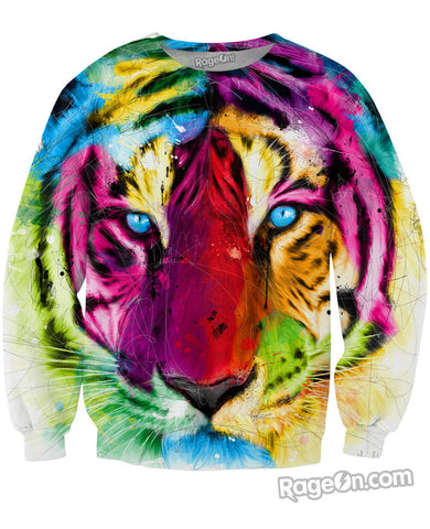 Colorful Tiger Crewneck Sweatshirt