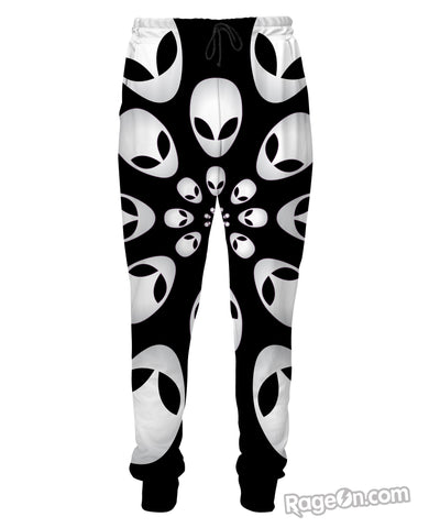 Alien Head Black and White Sweatpants