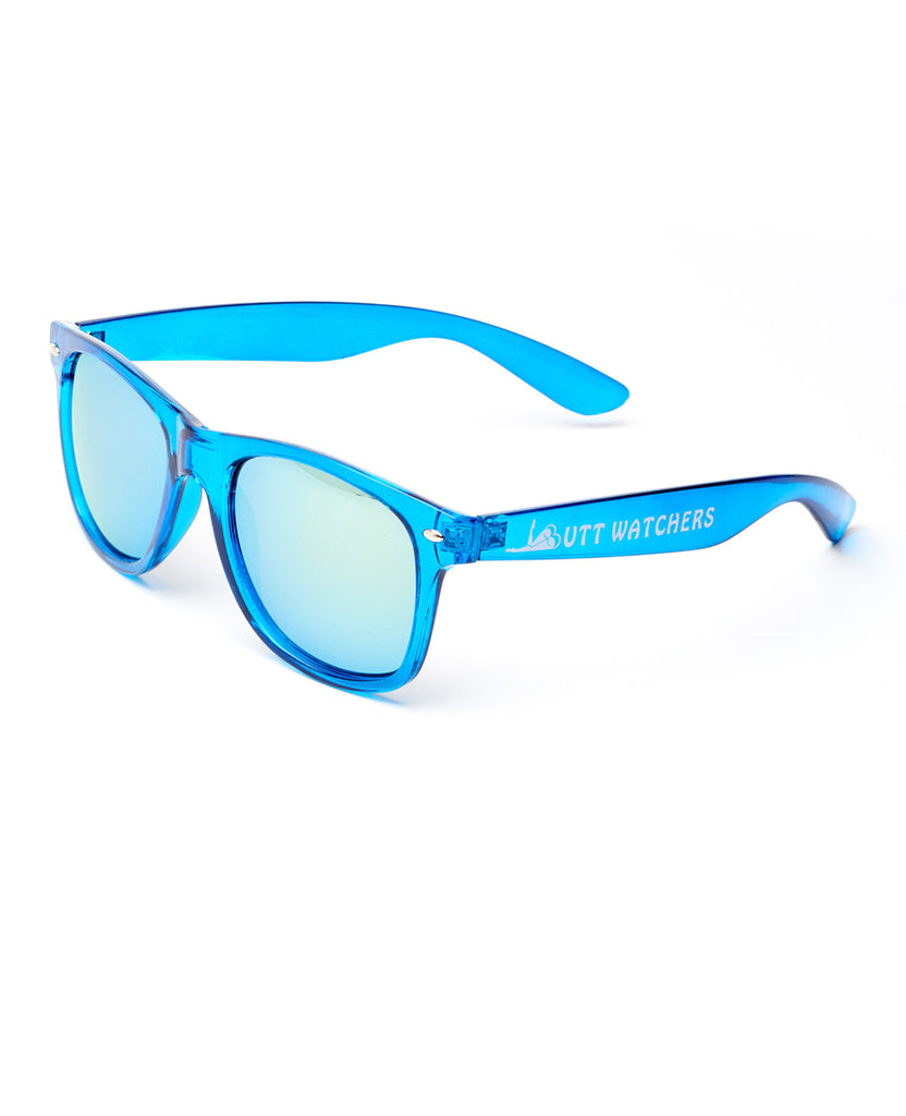 Golden Eye Blue Text Sunglasses