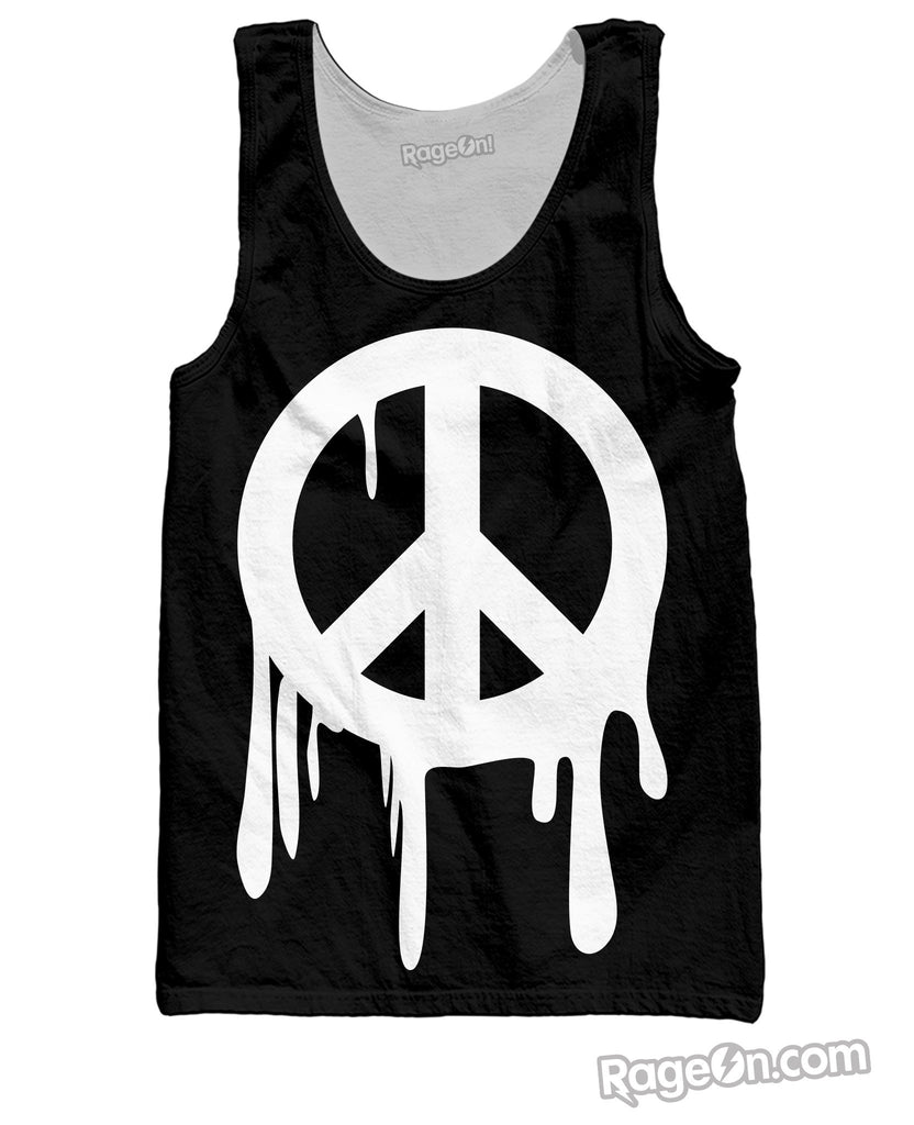 Drippy Peace Sign Black and White Tank Top
