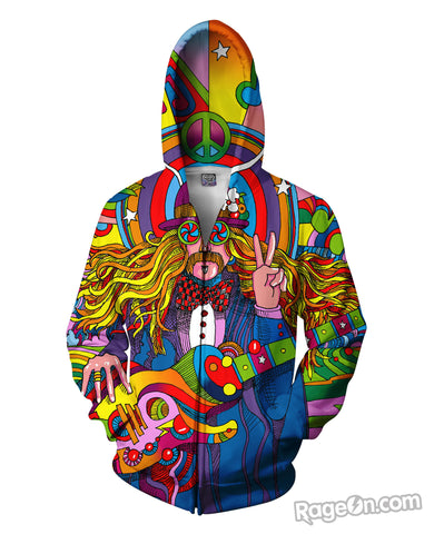 Hippie Musician Zip-Up Hoodie